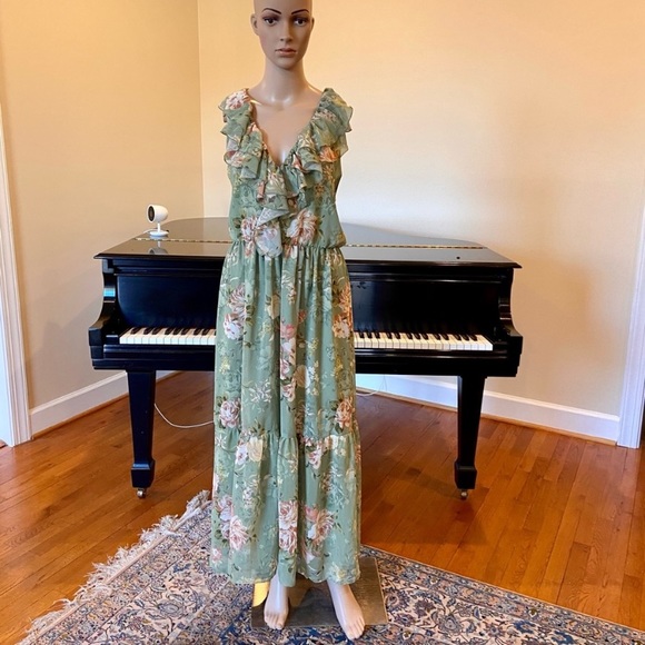 NWT Minimalist Zara Bohemian Ruffled Floral Print Midi Dress - Picture 10 of 16